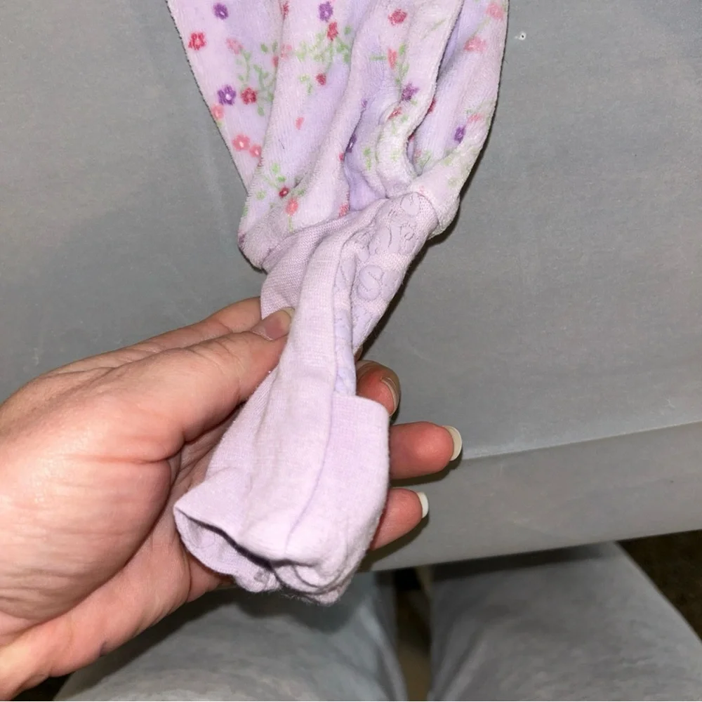 Vintage Snugabye Convert-A-Foot Baby Girl Sleeper‎ Purple Flowers 6m